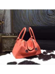 Hermes Lindy 26cm/30cm Taurillon Clemence Calfskin Bag Handstitched, Crevette L5 RS19176