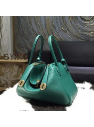Hermes Lindy 26cm/30cm Taurillon Clemence Calfskin Bag Handstitched, Malachite Z6 RS13051