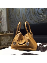 Hermes Lindy 26cm/30cm Taurillon Clemence Calfskin Bag Handstitched, Natural Sable CC21 RS20690
