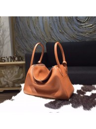 Hermes Lindy 26cm/30cm Taurillon Clemence Calfskin Bag Handstitched Palladium Hardware, Gold CK37 RS10845