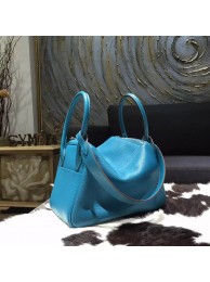 Hermes Lindy 26cm Taurillon Clemence Calfskin Bag Handstitched, Blue Izmir 7W RS11764