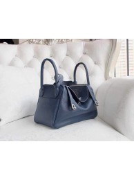 Hermes Lindy 30cm Togo Palladium Hardware Hand Stitched, Bleu de Galice S7 RS00011