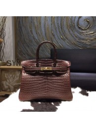 Hermes Matte Alligator Crocodile Birkin 30cm Gold Hardware Handstitched, Chocolat CC45 RS08469
