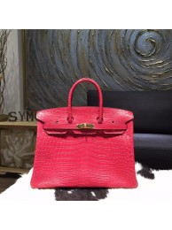 Hermes Matte Alligator Crocodile Birkin 35cm Gold Hardware Handstitched, Bougainvillier A5 RS08555