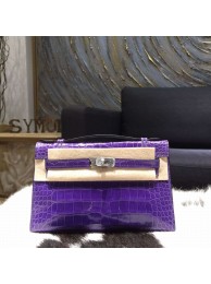 Hermes Mini Kelly Pochette 22cm Alligator Palladium Hardware, Ultraviolet 5L RS08072