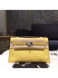Hermes Mini Kelly Pochette 22cm Matte Alligator Palladium Hardware Handstitched , Mimosa M9 RS18681