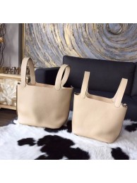 Hermes Picotin Lock 18cm/22cm Taurillon Clemence Calfskin Bag Handstitched Palladium Hardware, Parchemin 3C RS17756
