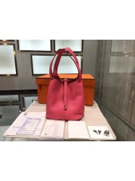 Hermes Picotin Lock 18cm Bag Taurillon Clemence Leather Palladium Hardware High Quality, Pink 5P RS09506