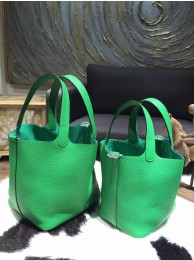 Hermes Picotin Lock Bag 18cm/22cm Taurillon Clemence Palladium Hardware Hand Stitched, Bambou CK1K RS14842