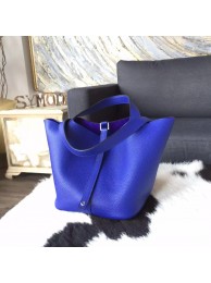 Hermes Picotin Lock Bag 18cm/22cm Taurillon Clemence Palladium Hardware Hand Stitched, Blue Electric 7T RS05215