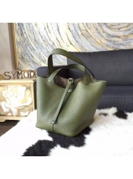 Hermes Picotin Lock Bag 18cm/22cm Taurillon Clemence Palladium Hardware Hand Stitched, Canopee V6 RS15947