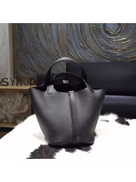 Hermes Picotin Lock Bag 18cm/22cm Taurillon Clemence Palladium Hardware Hand Stitched, Noir Black RS07145