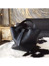 Hermes Picotin Lock Bag 18cm/22cm Taurillon Clemence Palladium Hardware Hand Stitched, Noir CK89 RS07824
