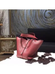 Hermes Picotin Lock Bag 18cm/22cm Taurillon Clemence Palladium Hardware Handstitched, Rouge H CK55 RS07787