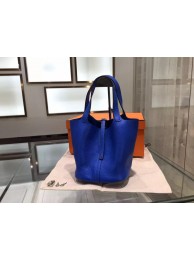 Hermes Picotin Lock Taurillon Clemence Leather Palladium Hardware High Quality, Blue Electric 7T RS10417