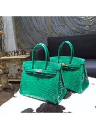 Hermes Shiny Alligator Crocodile Birkin 30cm Handstitched, Vert Emeraude 6Q RS09599