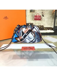 Hermes Silk Fourbi Carre en Cravates GM Bag Insert with Bleu de Galice Leather Fall/Winter 2016 Collection, Navy Multicolor RS05000
