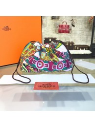 Hermes Silk Fourbi Carre en Cravates GM Bag Insert with Etoupe Leather Fall/Winter 2016 Collection, Green/Yellow Multicolor RS16660
