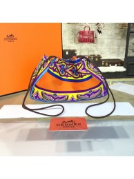 Hermes Silk Fourbi Carre en Cravates GM Bag Insert with Orange Leather Fall/Winter 2016 Collection, Orange/Purple Multicolor RS09260