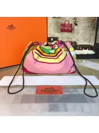 Hermes Silk Fourbi Carre en Cravates GM Bag Insert with Rose Tyrien Leather Fall/Winter 2016 Collection, Light Pink/Yellow Multicolor RS00118