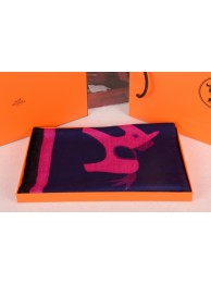 Hermes Small pony Wool Scarf Navy Pink RS17449