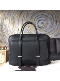 Hermes Steve 38cm Clemence Calfskin Original Leather Bag Handstitched Palladium Hardware, Noir Black RS13882