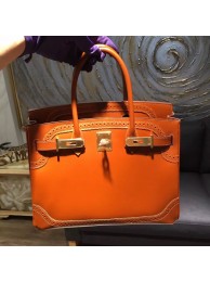 High Quality Limited Edition Hermes Birkin Ghillies 30cm Box Calfskin Bag Handstitched Gold Hardware, Tadelakt Fauve CK34 RS01179