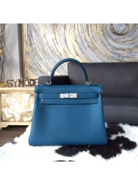 Hot Copy Hermes Kelly 28cm Togo Calfskin Bag Handstitched Palladium Hardware, Blue Izmir 7W RS02362