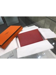 Hot Hermes Calvi Card Holder Case Handstitched Taurillon Clemence Calfskin, Rouge Garance RS14816