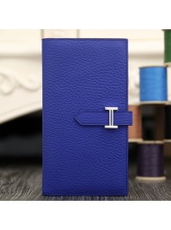 Imitation Hermes Bearn Gusset Wallet In Electric Blue Leather RS11175