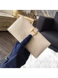 Imitation Hermes Bearn Wallet Matte Alligator Crocodile Gold Hardware Handstitched, Beton 8L RS08397
