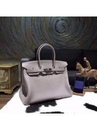 Imitation Hermes Birkin 35cm Togo Calfskin Bag Handstitched Palladium Hardware, Gris Tourterelle RS05091