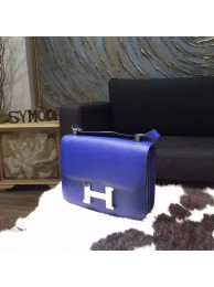 Imitation Hermes Constance 23cm Epsom Calfskin Original Leather Handstitched Palladium Hardware, Blue Electric 7T RS16565
