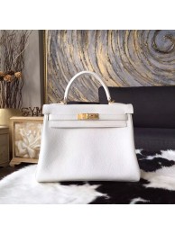 Imitation Hermes Kelly 25cm/28cm/32cm Togo Calfskin Bag Handstitched Gold/Palladium Hardware, Blanc RS20946