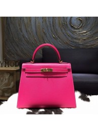 Imitation Hermes Kelly 28cm Epsom Calfskin Original Leather Bag Hand Stitched Gold Hardware, Rose Tyrien E5 RS13678