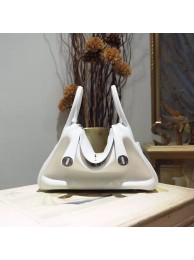 Imitation Hermes Lindy 26/30cm Taurillon Clemence Calfskin Bag Handstitched, Blanc CK01 RS18014