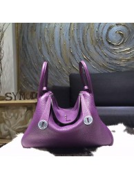 Imitation Hermes Lindy 26cm Taurillon Clemence Calfskin Bag Hand Stitched, Ultraviolet 5L RS16536