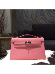 Imitation Hermes Mini Kelly Pochette 22cm Epsom Calfskin Bag Handstitched Palladium Hardware, Rose Confetti 1Q RS04451