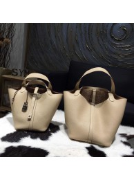 Imitation Hermes Picotin Lock Bag 18cm/22cm Taurillon Clemence Palladium Hardware Hand Stitched, Parchemin 3C RS15530