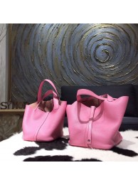 Imitation Hermes Picotin Lock Bag 18cm/22cm Taurillon Clemence Palladium Hardware Hand Stitched, Pink 5P RS02888