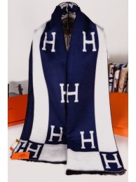 Imitation Hermes Wool Scarf Navy White RS05094