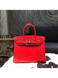 Imitation High Quality Hermes 30cm Shiny Alligator Crocodile Birkin Gold Hardware Handstitched, Braise CK95 RS00317