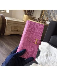 Knockoff Hermes Bearn Wallet Matte Alligator Crocodile Gold Hardware Handstitched, Violet 5C RS05760