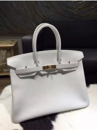 Knockoff Hermes Birkin 30cm Togo Calfskin Bag Handstitched Gold Hardware, Blanc RS07643