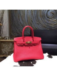 Knockoff Hermes Birkin 30cm Togo Calfskin Bag Handstitched Gold Hardware, Rouge Piovine 2R RS19753