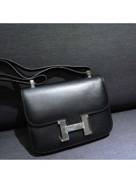 Knockoff Hermes Constance 23cm Box Calfskin Original Leather Hand Stitched Palladium Hardware, Noir Black RS16308