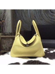 Knockoff Hermes Lindy 26cm Taurillon Clemence Calfskin Bag Handstitched, Jaune Poussin 1Z RS05486
