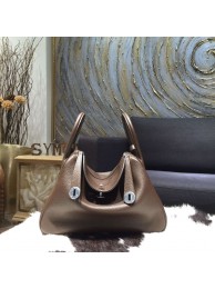 Knockoff Hermes Lindy 30cm Taurillon Clemence Calfskin Bag Handstitched, Chocolat CK47 RS10310
