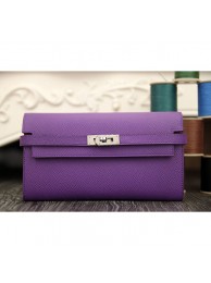 Quality Hermes Kelly Longue Wallet In Purple Epsom Leather RS21733