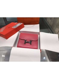 Quality Hermes Mini Constance Wallet Swift Calfskin Leather High Quality, Fuchsia Pink RS21472